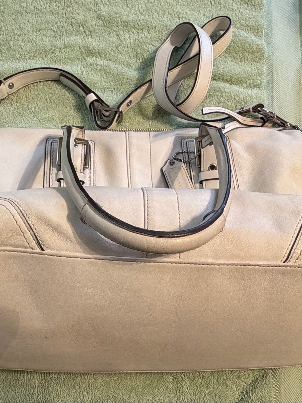 Coach Cream Leather Tote Satchel with Removable Strap - Picture 5 of 9